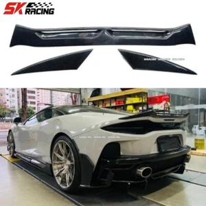 Dry Carbon Fiber GT Style Rear Trunk Lip Spoiler Wing 3PC For McLaren 2019-2023 - Picture 1 of 9