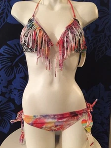 NWT! Raisins Multi Color Floral Anya Triangle Swimsuit 2 pc Bikini Set Size M - Picture 1 of 12