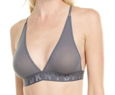 DKNY Women  Seamless Mesh Bralette Triangle Racerback  Size M Color grey - Image 1 of 4