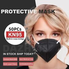 Black 50 Pcs KN95 Protective 5 Layer Face Mask Black K N95 Disposable Respirator
