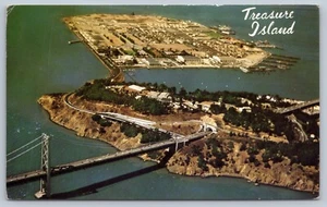Cartolina c1965 Isola del Tesoro California Bay Bridge Cromata - Foto 1 di 2