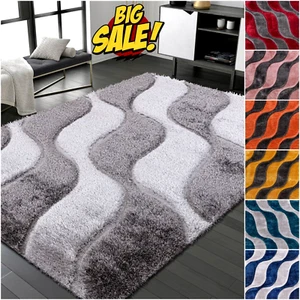 Stylish Rug Large Shaggy Area Rugs Super Soft Mat Living Room Bedroom Carpets UK - Picture 1 of 48