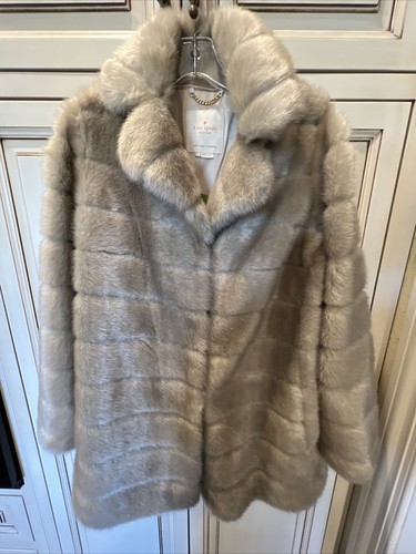 Nuovo con etichette Cappotto visone biondo Kate Spade Taglia 10 Reg $798