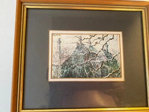 Vintage painting cottage & Tree Winter framed signed Peggy Quartly Not A Print - Picture 1 of 11