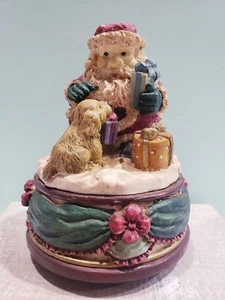 Music Box Vintage Babbo Natale Cane, Regali Resina "Babbo Natale sta arrivando" - Foto 1 di 5
