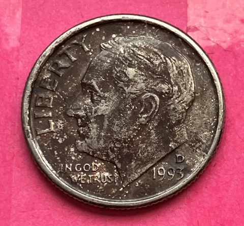 1993-D Roosevelt Dime error coin missing clad layer, DDO Counter Strike, #DI-024 Cover