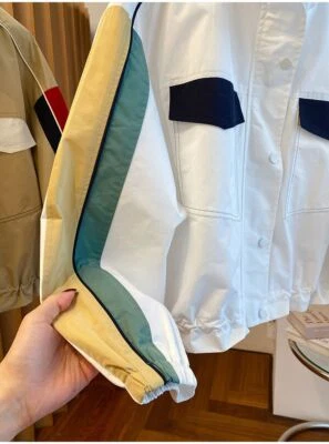 women loose Stand Collar Splicing Short Jacket Female - Image 1 of 4