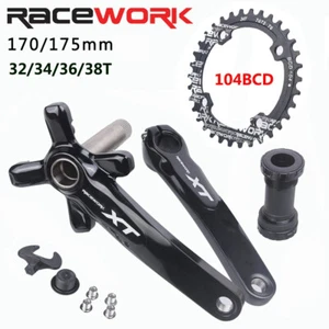 Juego de bielas de bicicleta 104BCD MTB bicicleta manivela plato bicicleta 170 mm 175 mm negro redondo Reino Unido - Imagen 1 de 25