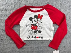 Disney Girl's Small Mickey Mouse & Friends Long Sleeve Graphic Cropped T-Shirt - Picture 1 of 7