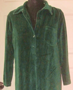 Vintage EDDIE BAUER Green Pullover Gown Velour Sleep Shirt XSP - Picture 1 of 3