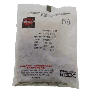 New Textron Aerospace CherryMax Rivet P/N CR3213-6-05 - Bag of 71 - Picture 1 of 1