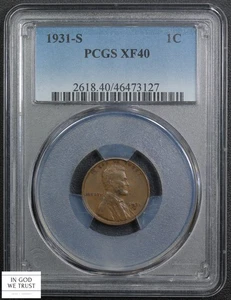 1931 S Lincoln Wheat Copper Cent 1C PCGS XF 40 - Picture 1 of 5