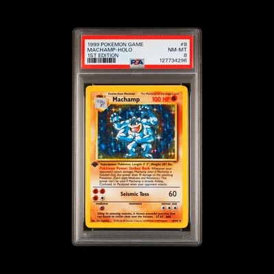 PSA 8 Machamp-Holo 1st Edition 1999 Pokémon Game Base Set Unlimited #8 NM-MT - Image 1 of 2