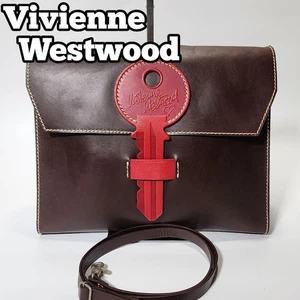 Borsa a tracolla Vivienne Westwood motivo chiave pelle marrone scuro dal Giappone - Foto 1 di 24