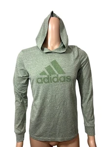 Adidas Boys Long Sleeved Hooded T-Shirt XL 18/20 Green Casual Lightweight AA8057 - Picture 1 of 12