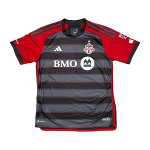 Adidas Toronto FC 2023 Home Striped Gray Slim Fit Soccer Jersey Mens Large - Picture 1 of 13