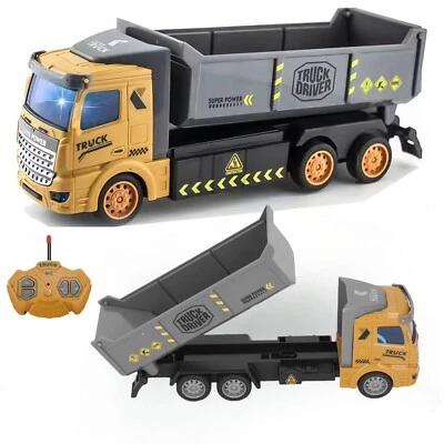 Remote Control Dump Truck Toy-1:48 Scale Construction Vehicle with Light Effects - Image 1 of 4