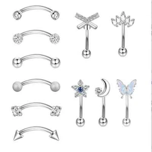 Eyebrow Bars Curved Barbell Banana Bar Body Piercing Helix Tragus Moonandgravel - Picture 1 of 22