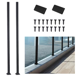 2Pcs Cable RailingPost Deck Railing 36x2x2inch DIY Post Without Holes Black - Picture 1 of 12