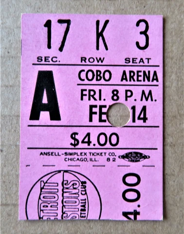 Detroit Pistons vs Phoenix Suns Ticket stub Jan 14, 1975 - COBO Arena ! Cover