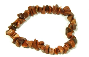 Goldstone Chip Stone Bracelet Stretch Sparkle Beaded Brown - Picture 1 of 3