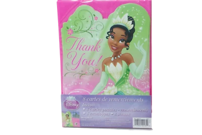 Tiana Enchanted Princess Frog Disney Kids Birthday Party Thank You Notes Cards - Image 1 of 3