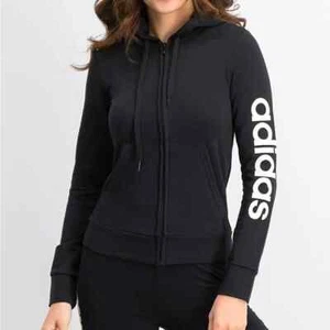 Adidas Women's Black cotton Full Zip Hoodie jacket-XS NWT E1/15 - Picture 1 of 11
