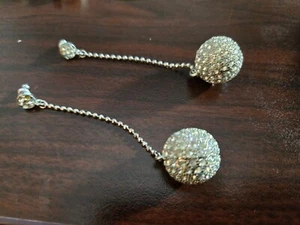 HUGE 24mm 3inch Pave Crystal Rhinestone Disco Ball Dangle Bridal Earrings - Picture 1 of 3