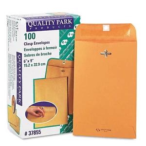 Quality Park Clasp Envelope #55 6 x 9 28lb Brown Kraft 100/Box 37855 - Picture 1 of 3