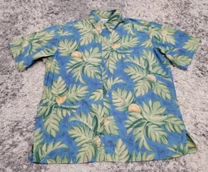 Vintage Reyn Spooner Hawaiihemd Herren L blau Blätter Blumen Reverse Print Blatt - Bild 1 von 8