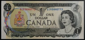 Billete de un dólar 1973 del Banco de Canadá - prefijo ECR - nítido unc - Imagen 1 de 2