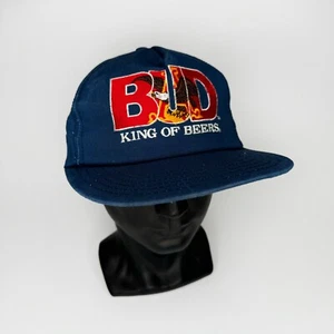Gorra Bud King of Beers Eagle Busch Snapback azul vintage años 80 - Imagen 1 de 7