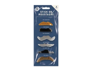 6pk Stick On Moustache Fancy Dress Party Funny 70s Various Styles Costume Cowboy - Picture 1 of 5