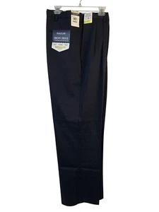 NWT Haggar Premium Mens Khaki Pleat Classic Fit Pants 44W X 33L Black Comfort - Picture 1 of 17