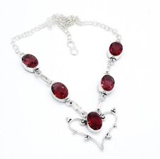 925 Sterling Silver Mozambique Garnet Gemstone Jewelry Necklace Size-17-18