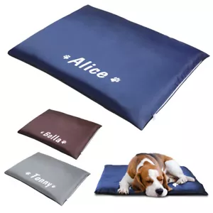 Dog Bed Personalized Name Waterproof Sleep Mat Pet Cushion Pillow Crate Pad S-XL - Picture 1 of 15