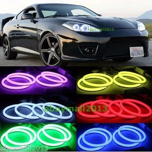 BT Cotton RGB Halo Ring For Hyundai Tiburon 2003-2006 Devil Angel Eyes Flash DRL - Picture 1 of 21