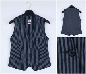 Womens Waistcoat XS Size UK 4 EU 30 Grey Striped Formal Dress Vest - Picture 1 of 11