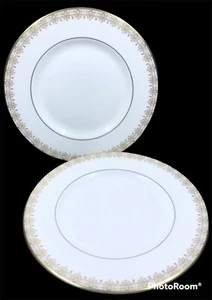 2 Vintage Royal Doulton Gold Lace Salad Plates Cream Porcelain Gold Trim 8” - Picture 1 of 6