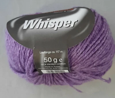 (119 €/kg): Austermann 50 g WHISPER, Fb. 07 lila mele  #4751 - Bild 1 von 2