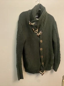 LCR Men High Collar Cardigan Sweater Shawl Logo Black Edition Size 3xl - Picture 1 of 8