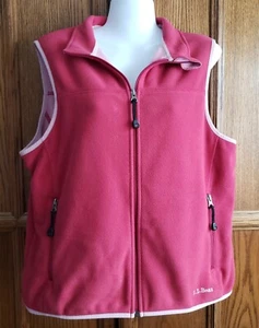 L.L. Bean Women's Dark & Light Pink Polartec Fleece Zip Front Vest Size Medium - Picture 1 of 10