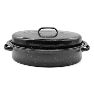Oval Casserole Dish with Lid Handles Roasting Pot Tray Pan Oven Safe Cooking - Picture 1 of 3
