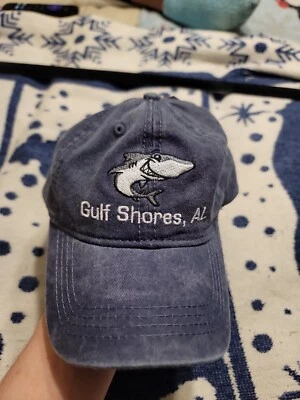 Gulf Shores Alabama Blue Denim Adjustable Hat Shark Alvin's island - Image 1 of 4