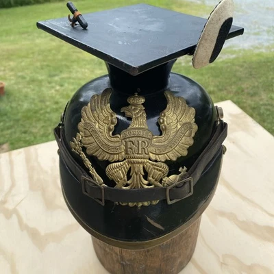 WWI German Uhlan Tsapska Helmet, NCO, Brass, 1915 Maker Marked - Image 1 of 4