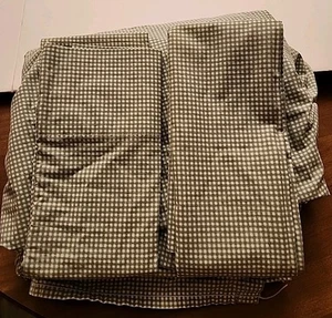 Vintage Ralph Lauren Full Size Sheet Set Green Gingham Check Flat Fitted Cases - Picture 1 of 12