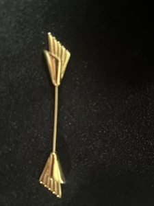 Broche vintage MONET sombrero palo prendedor 3,5” tono dorado estilo minimalista extremos dobles - Imagen 1 de 11