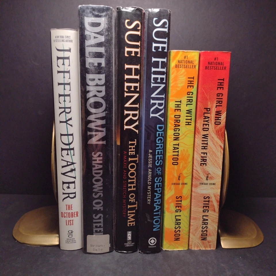 Action, Mystery & Thriller Lot of 6 Titles, Stieg Larsson, Dale Brown & Deaver Foto 1 de 4
