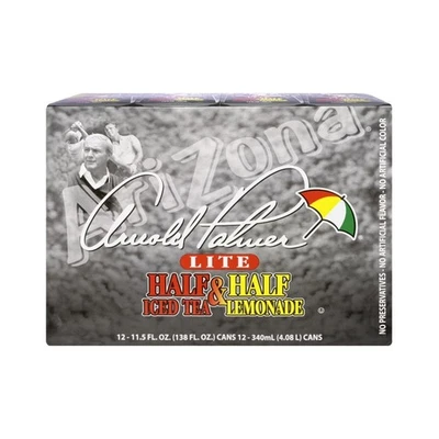 (12 Cans) Arizona Arnold Palmer Lite Half & Half Iced Tea Lemonade, 11.5 fl oz