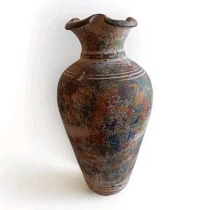 Jarrón urna estudio cerámica terracota acabado multicolor vintage - Imagen 1 de 6